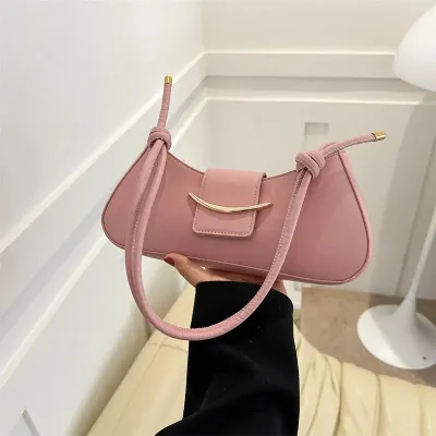 PU Leather Small Half Moon Clutch Women's Bag 